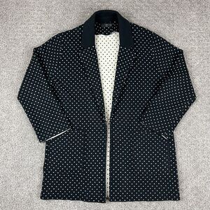 J Crew 365 Jacket Womens Medium Black Polka Dot Merino Wool Blend Knit Coat